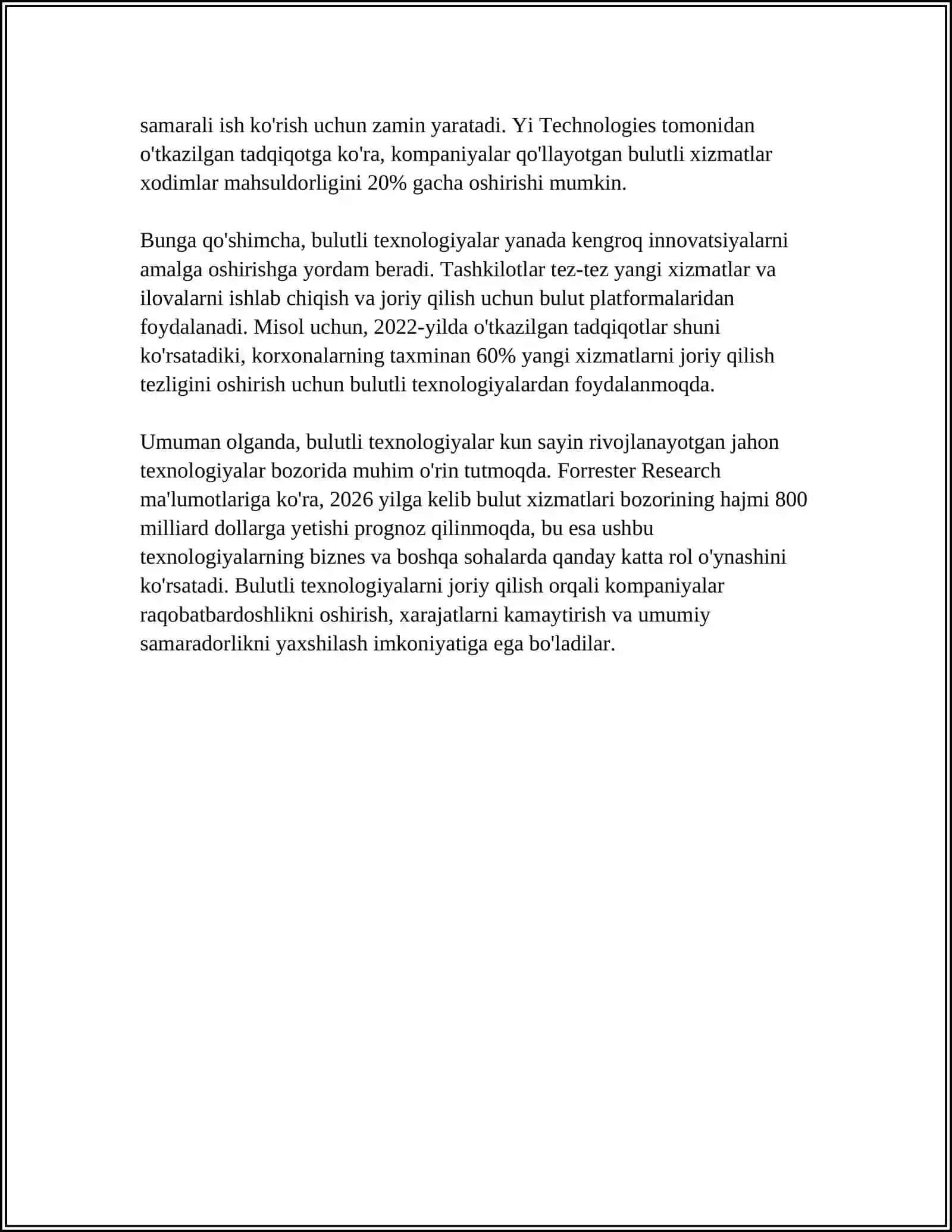 IQTISODIY AXBOROTLARNI QAYTA ISHLASH JARAYONIDA BULUTLI TEXNOLOGIYALARDAN FOYDALANISH 4