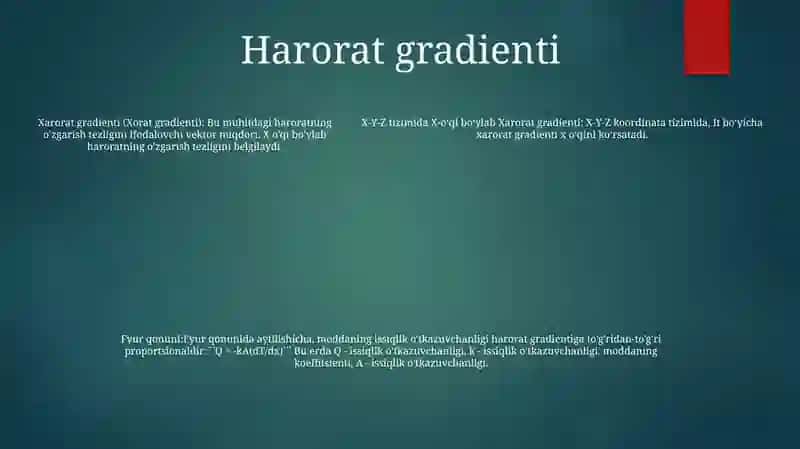 Harorat Maydoni, Harorat Gradienti, FureQonuni 4