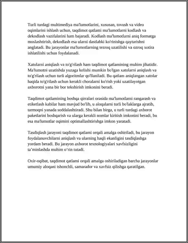 TAQDIMOT QATLAMI: MA'LUMOTLARNI SHIFRLASH VA FORMATLASH 4