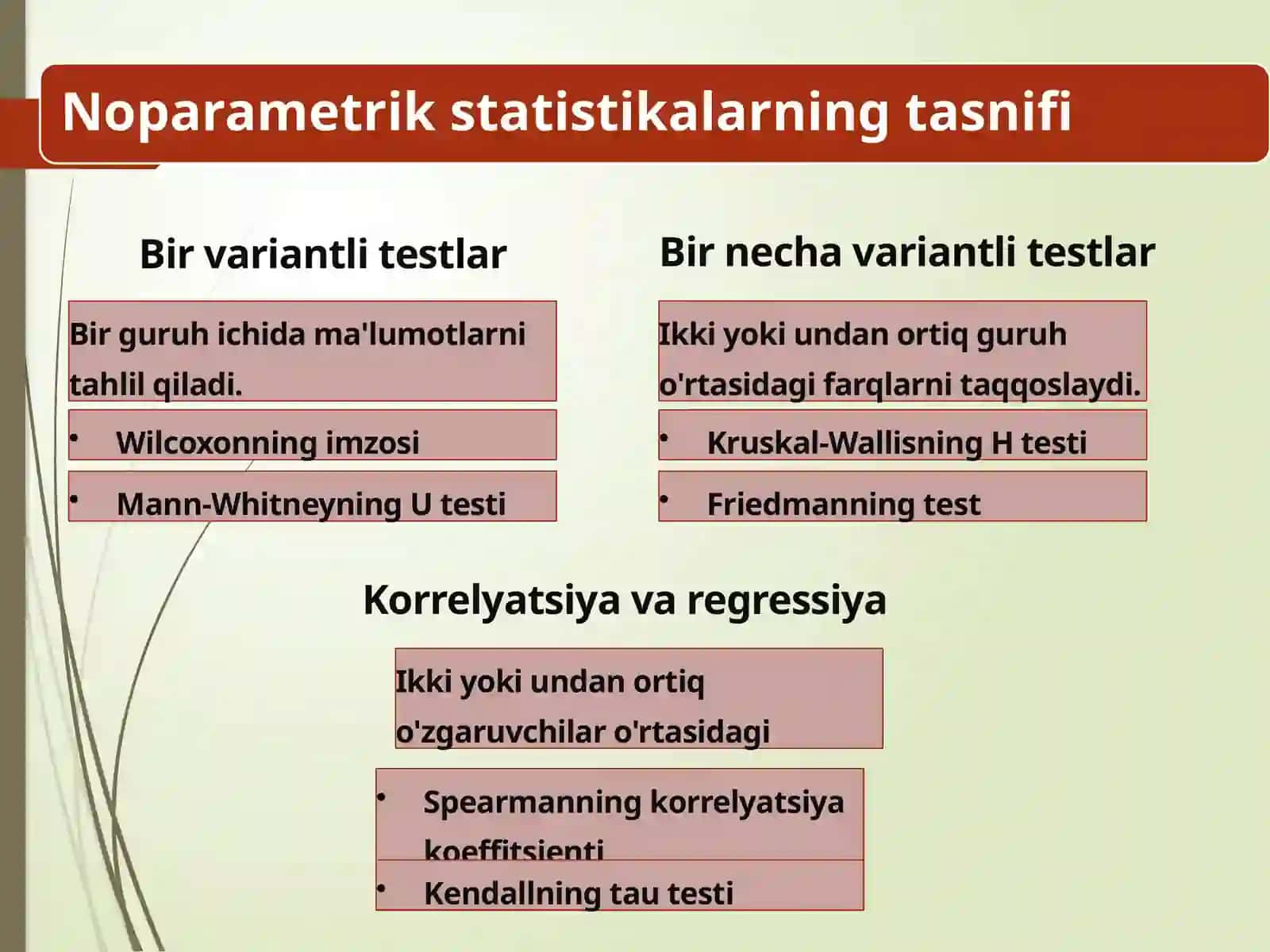 NOPARAMETRİK METODLAR  HAQIDA 4