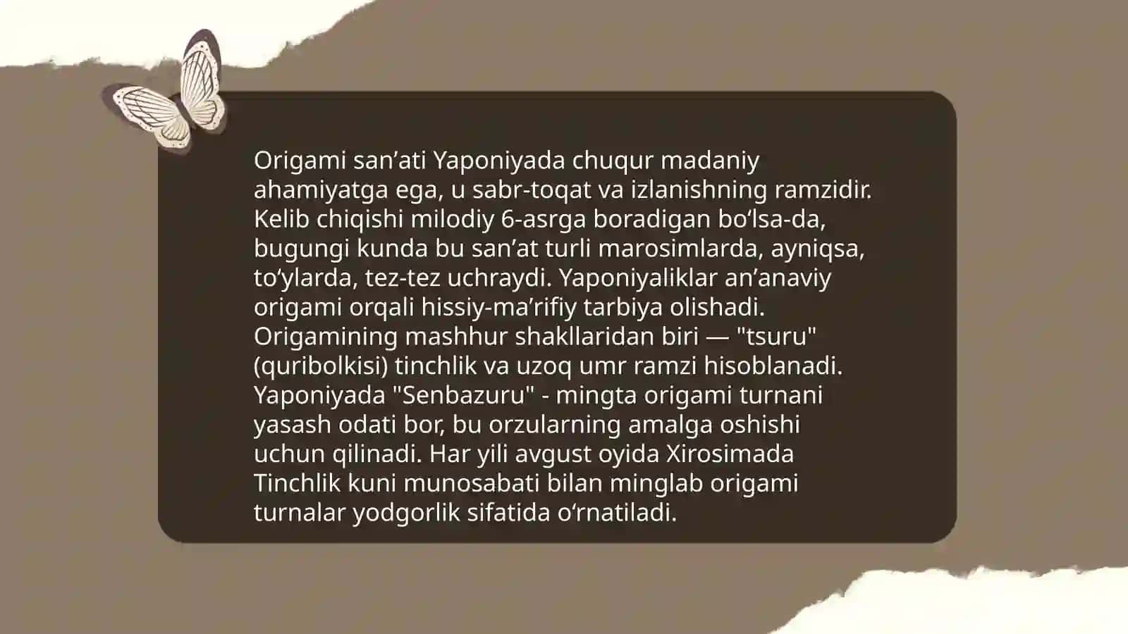 Origami sa'natining rivojlanish tarixi 4
