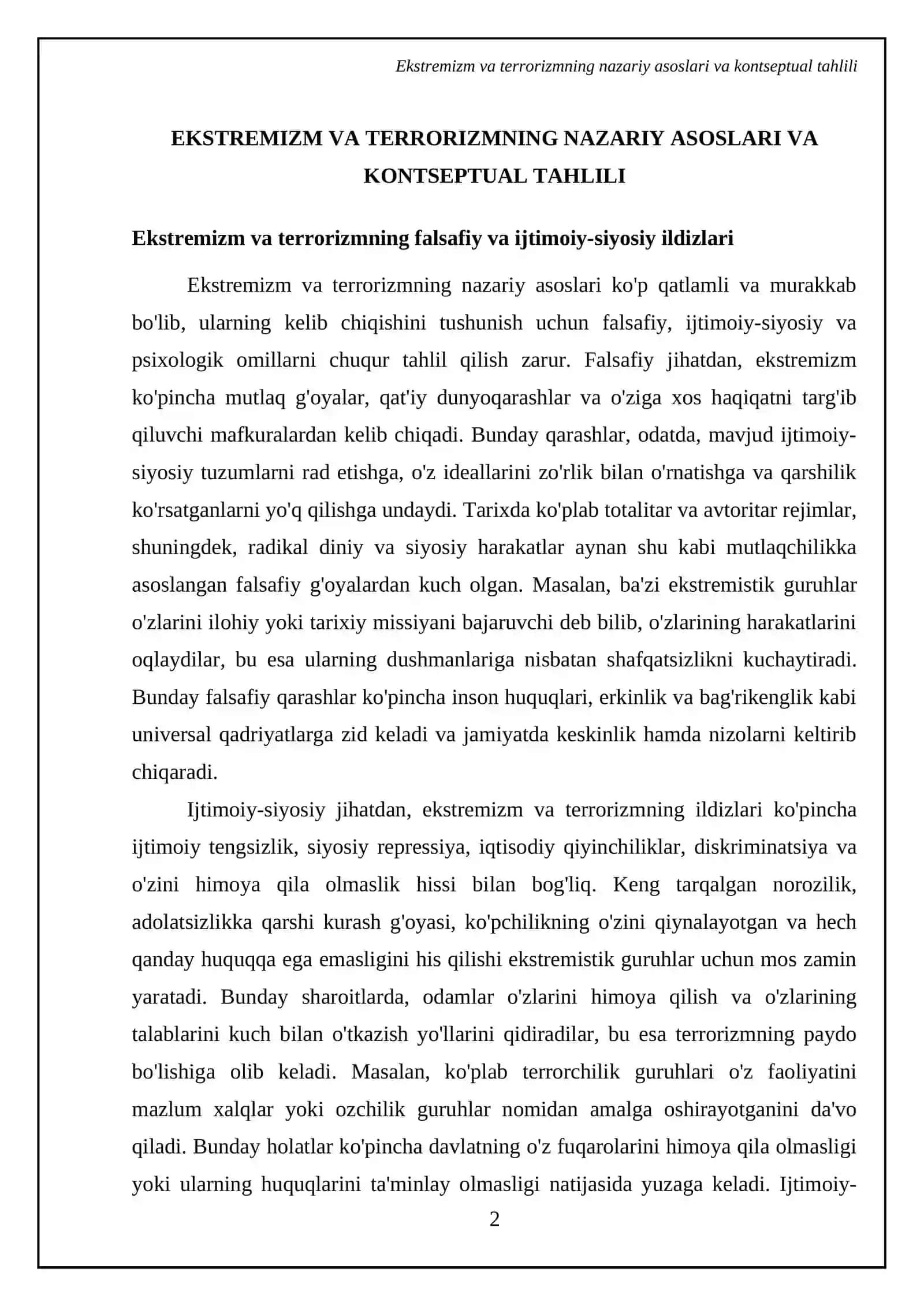 Ekstremizm va terrorizmning mazmun mohiyati va kelib chiqish sabablari 4