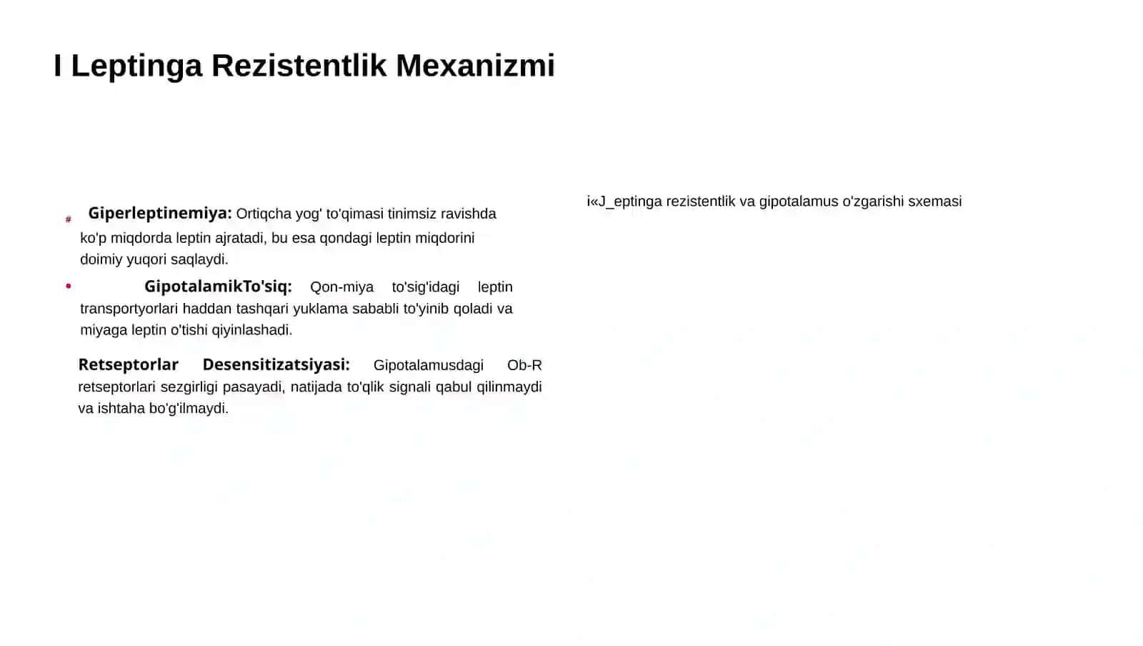 MUSTAQIL TA'LIM TAQDIMOTI: Gomeostaz va Moddalar Almashinuvi Buzilishlari Patologikfiziologiyafani doirasidasemizlik 4