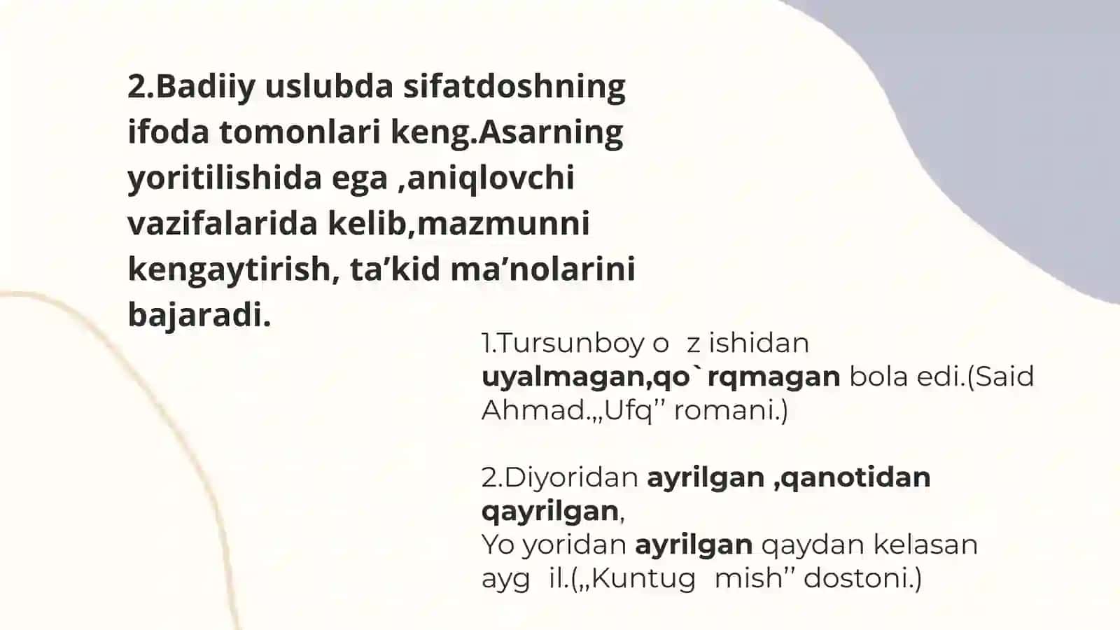 Harakat belgi ifodalovchi bo`lak 4