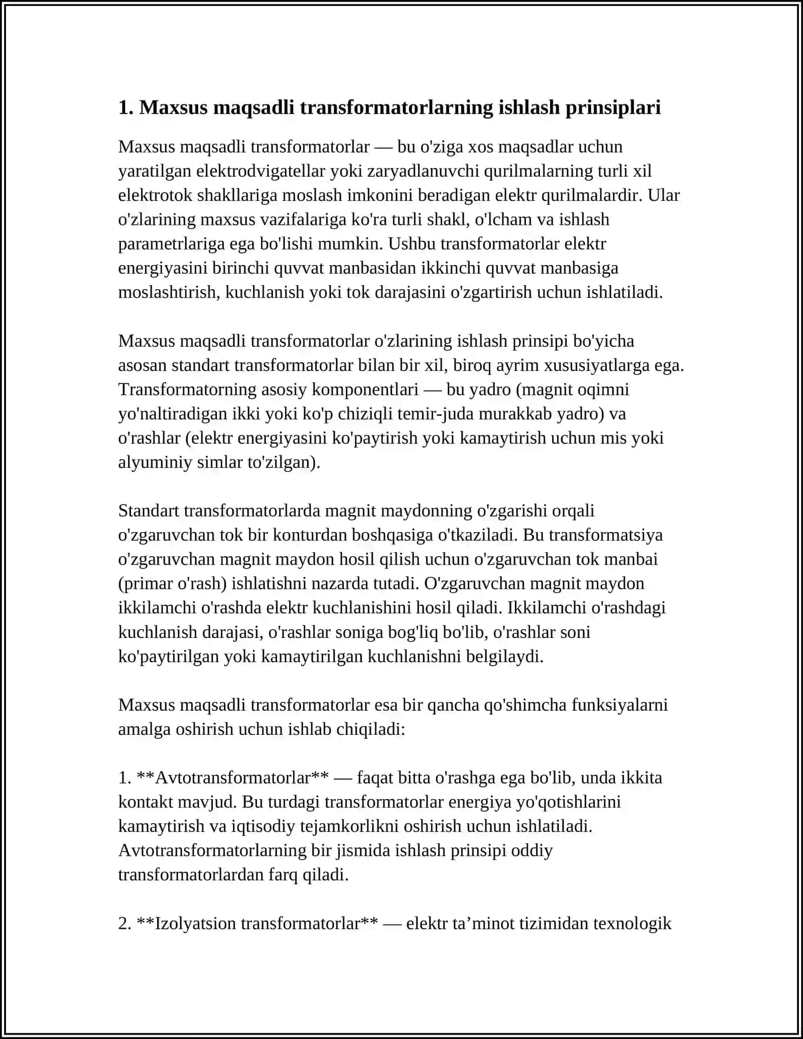 MAXSUS MAQSADLI TRANSFORMATORLARINI LOYIHALASH USULLARI 4