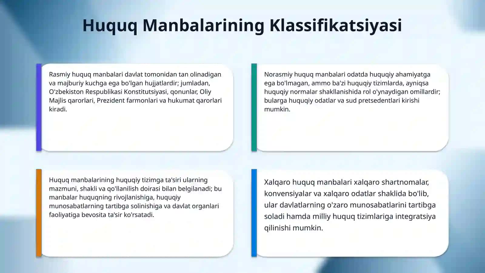 Huquq shakllari (manbalari). 4