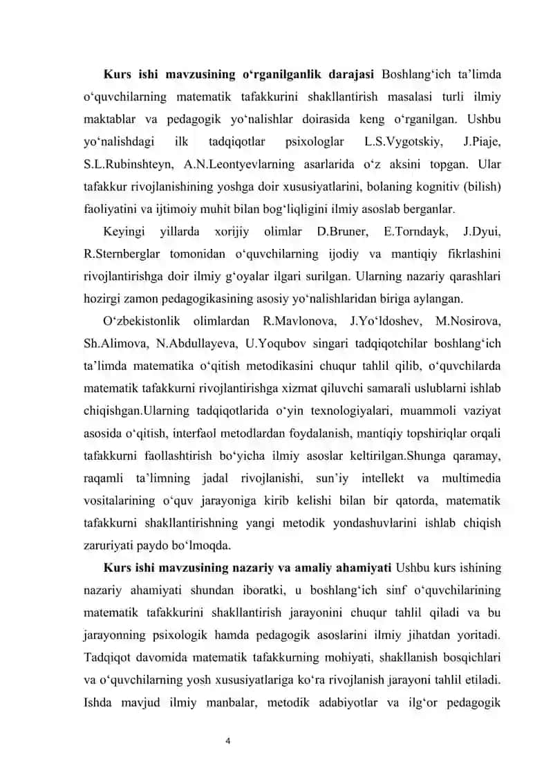 Boshlang‘ich sinf o‘quvchilarining matematik tafakkurini shakllantirish 4