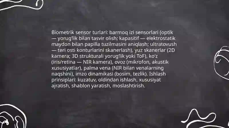 Biometrik Identifikatsiya va Autentifikatsiya Tizimi Ishlash Prinsipi 4