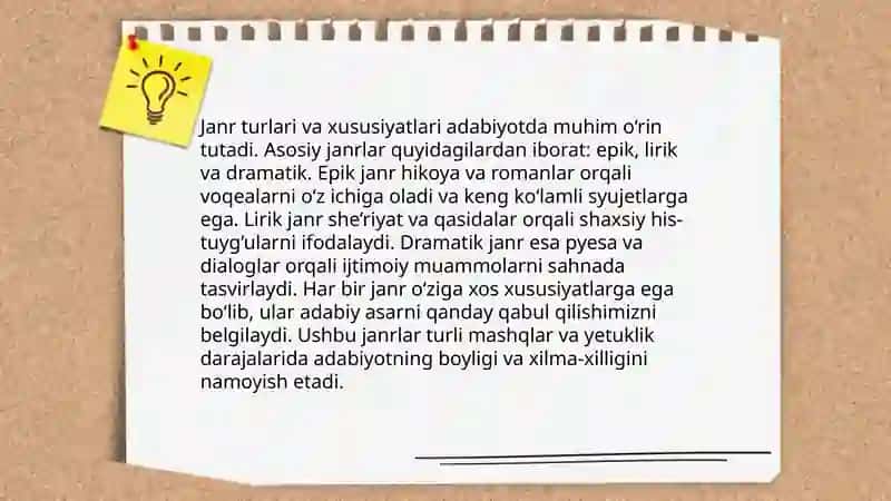 O’qish darslarida badiiy asarlarni janriy xususiyatlariga ko’ra o’rganish 4