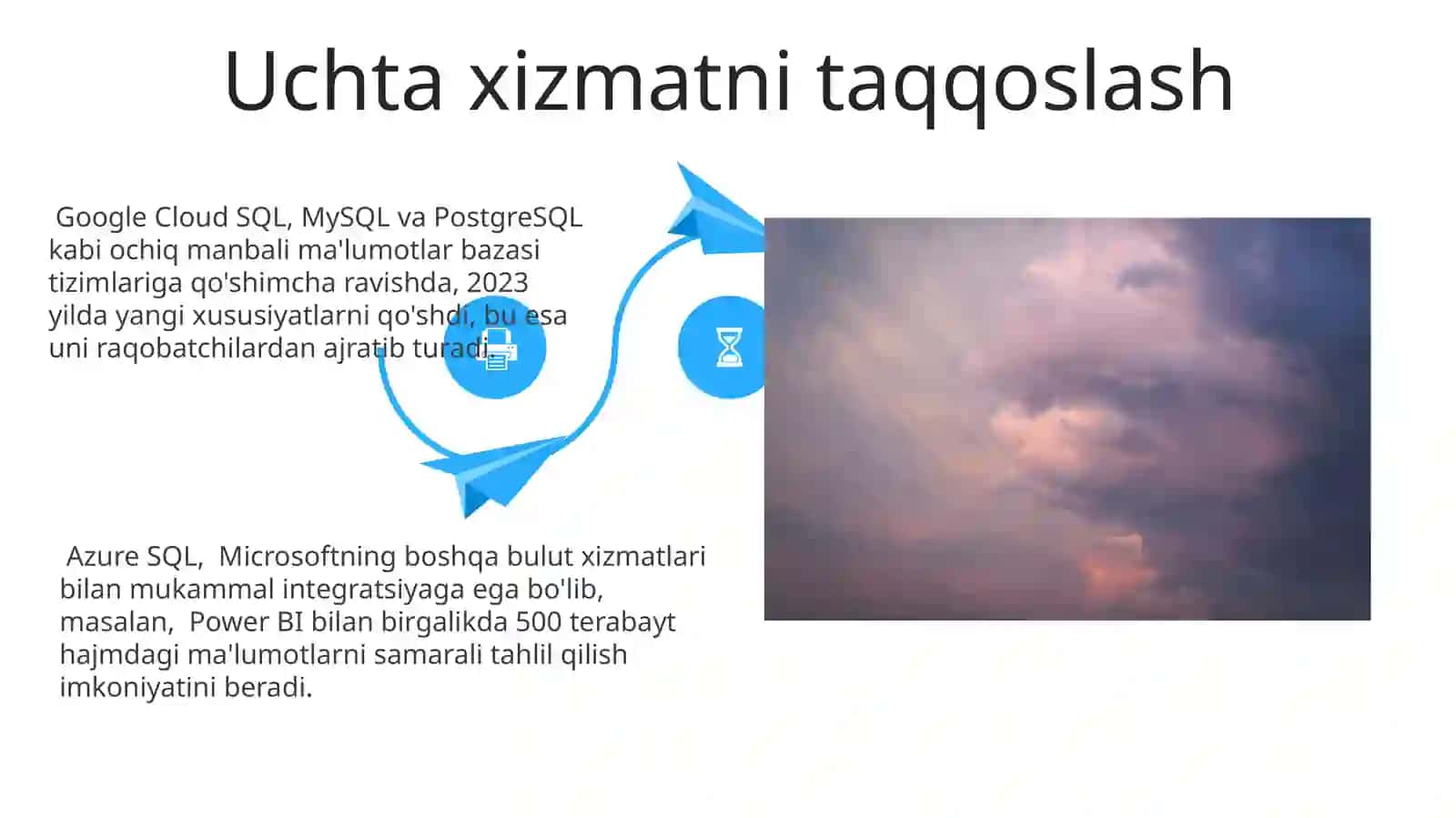 Cloud ma'lumotlar bazalari va xizmatlari (Amazon RDS, Azure SQL, Google Cloud SQL) 4