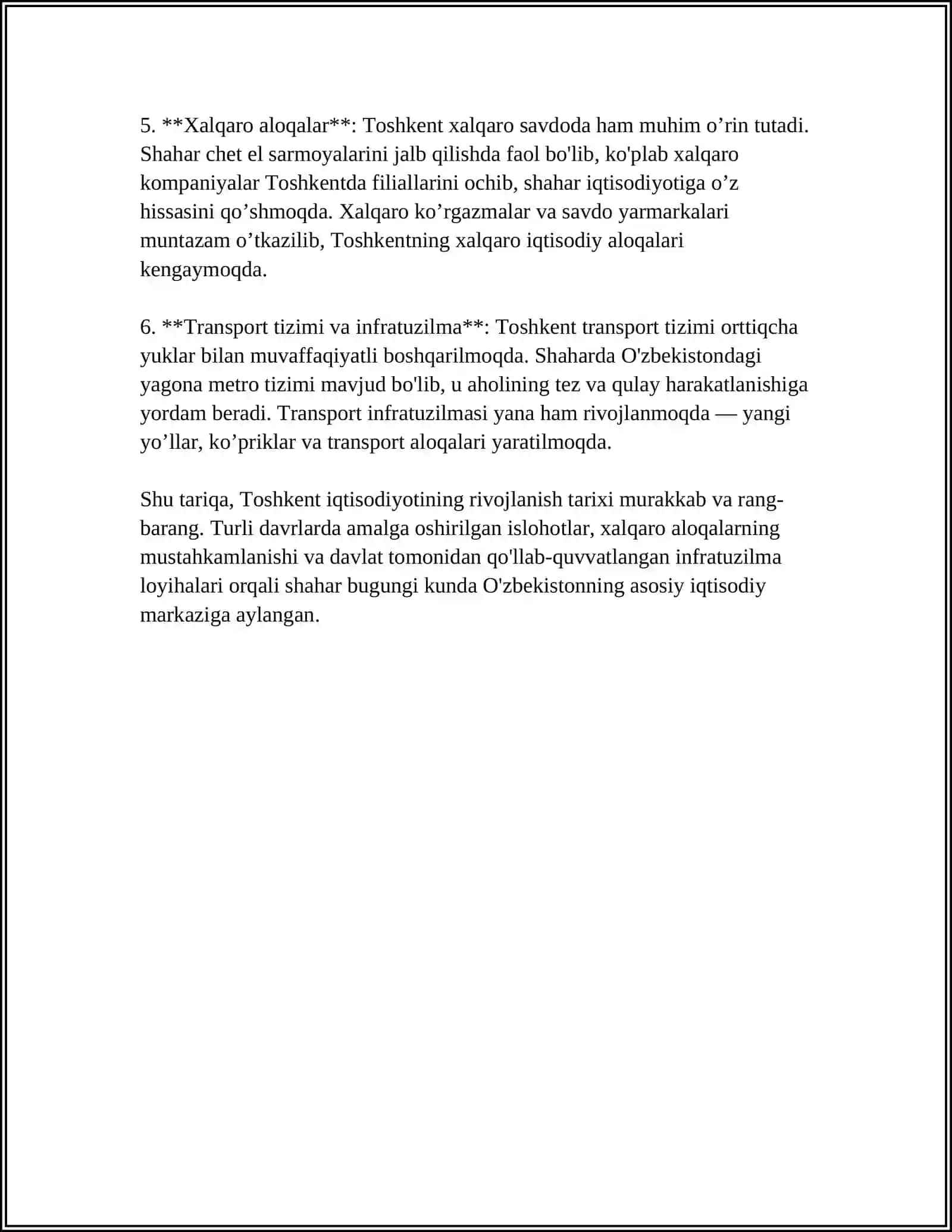 Toshkent iqtisodiyotining rivojlanish tarixi 4