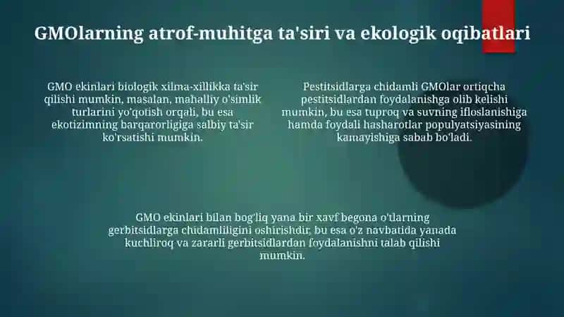 Biotexnologik mahsulotlarning ekologik xavfsizligi 4
