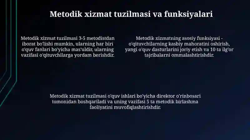 Metodik ishning asosiy yo'nalishlari va vazifalari 4
