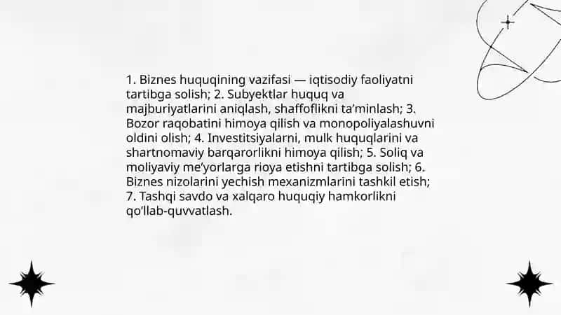 Biznes huqugi tushunchasi, manbalari 4