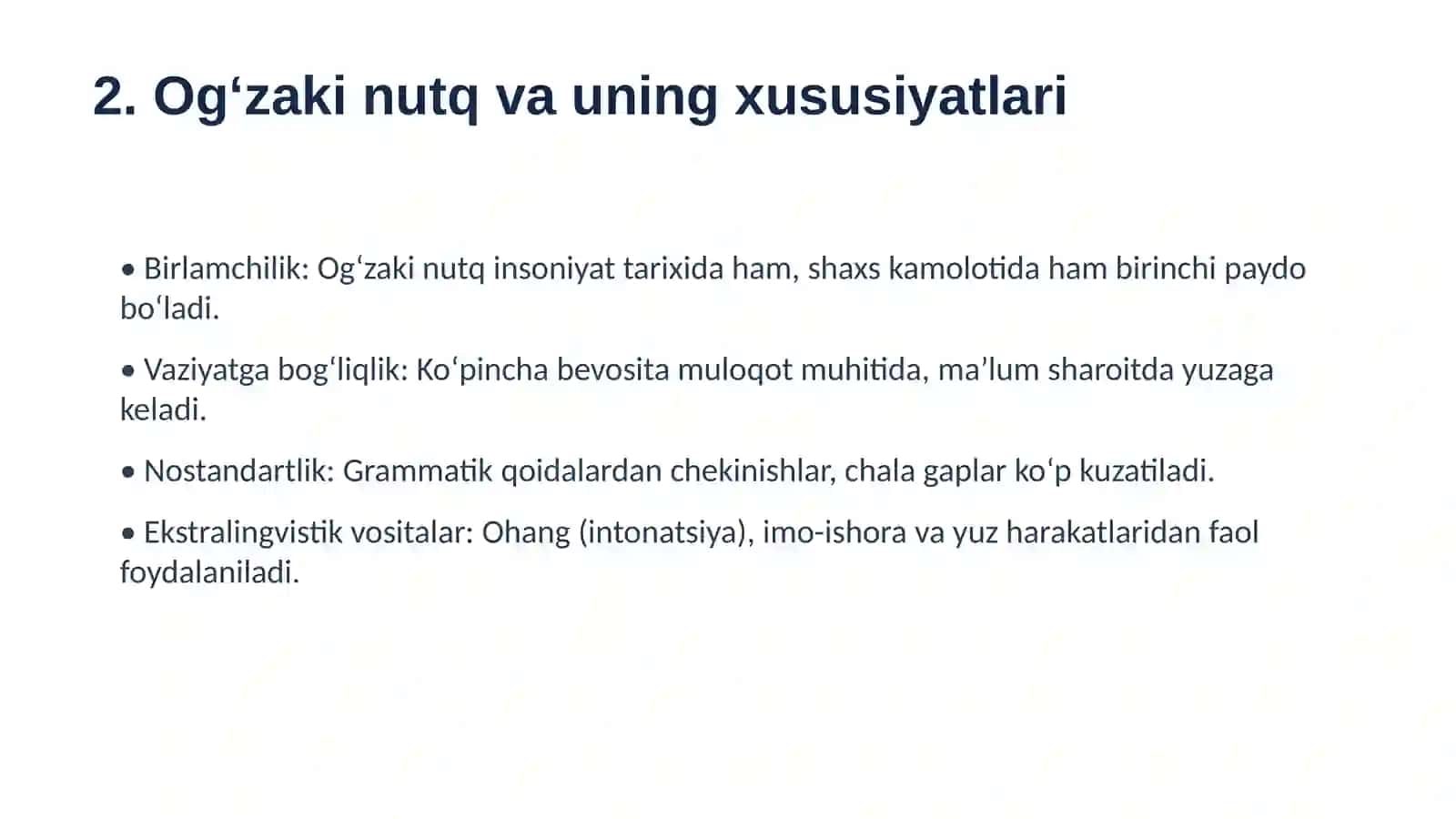 Og‘zaki va yozma nutqning uzviyligi hamda o‘zaro aloqadorligi qonuniyatlari SLAYD 4