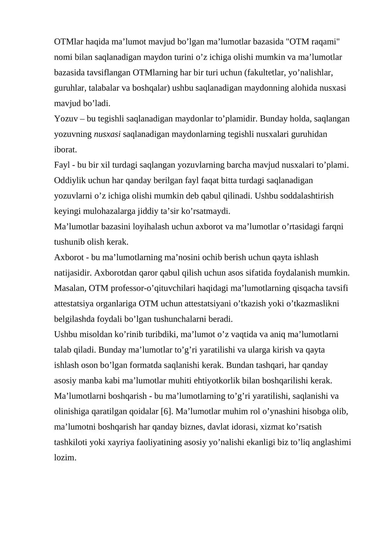 Avtomobillarga texnik xizmat ko'rsatish ma'lumotlar bazasini loyihalash mavzusi 4