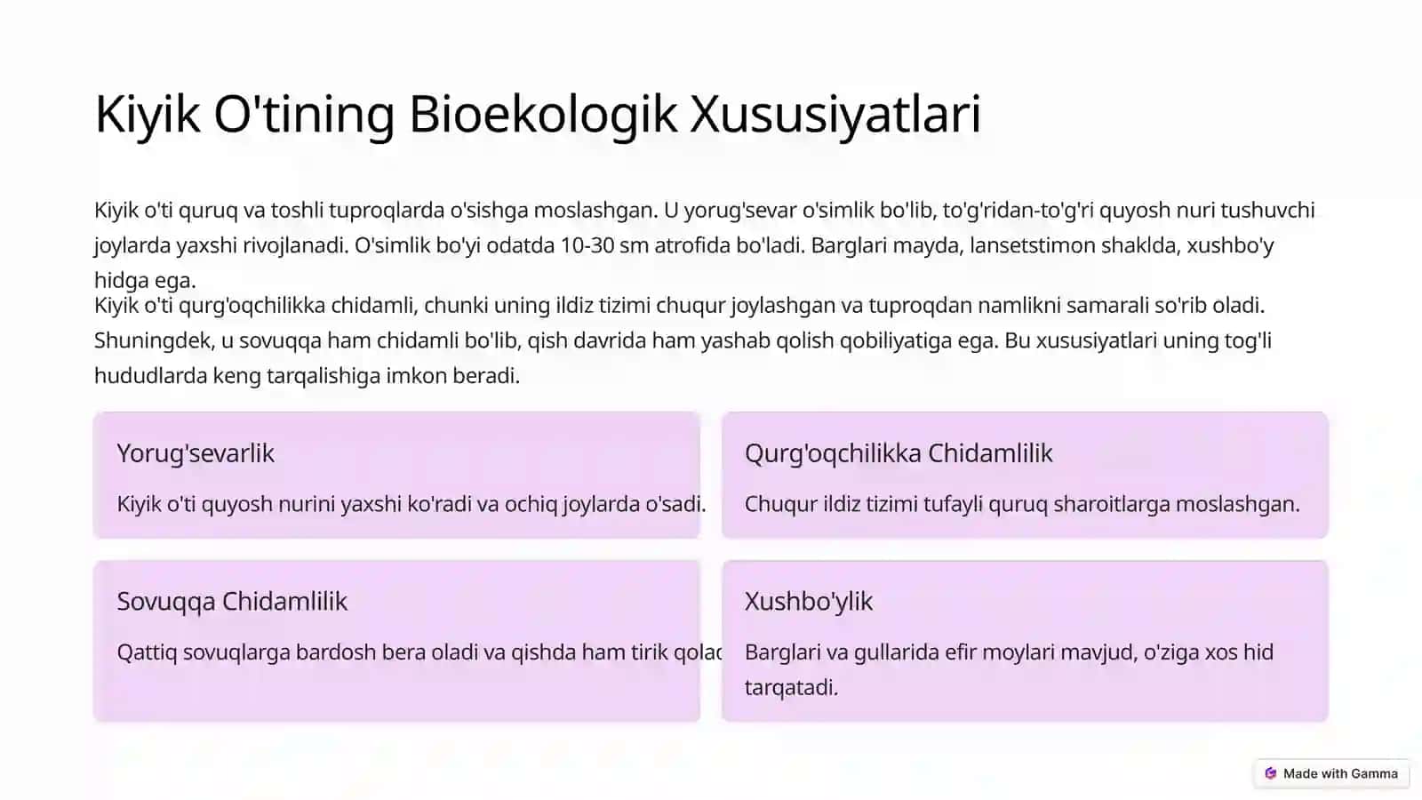 Kiyik O'ti: Cho'l va Tog' Etaklarining Shifobaxsh Giyohi 4