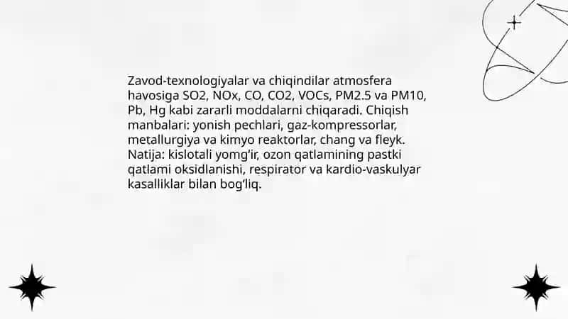 Sanoat rayonlarida atmasferani ifloslanishi 4