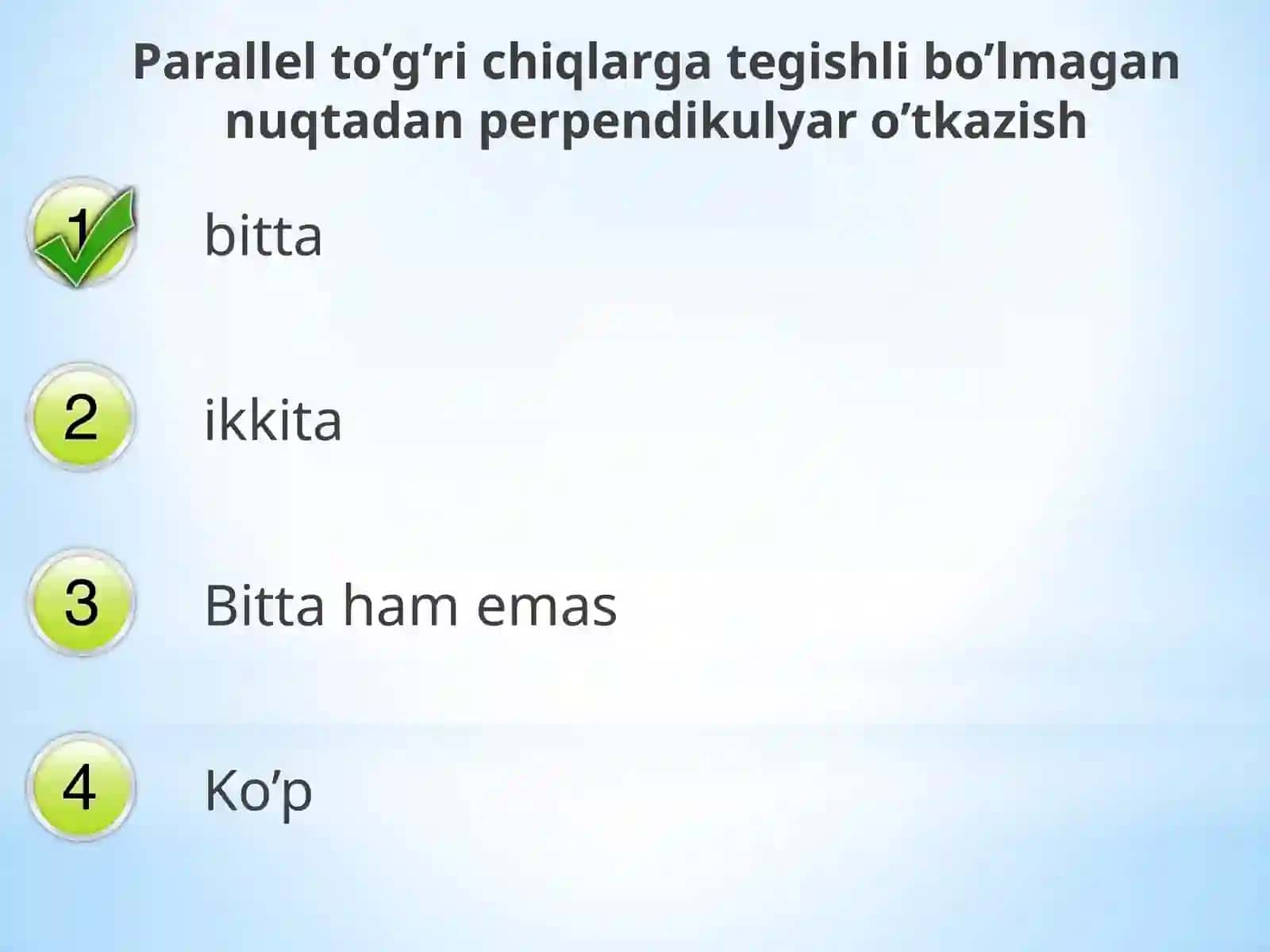 Parallel to'g'richiziqlarga doir misollar yechish 4
