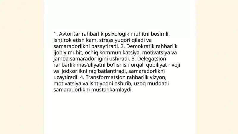 Jamoadagi psixologik muhit va uning samaradorlikka ta'siri 4