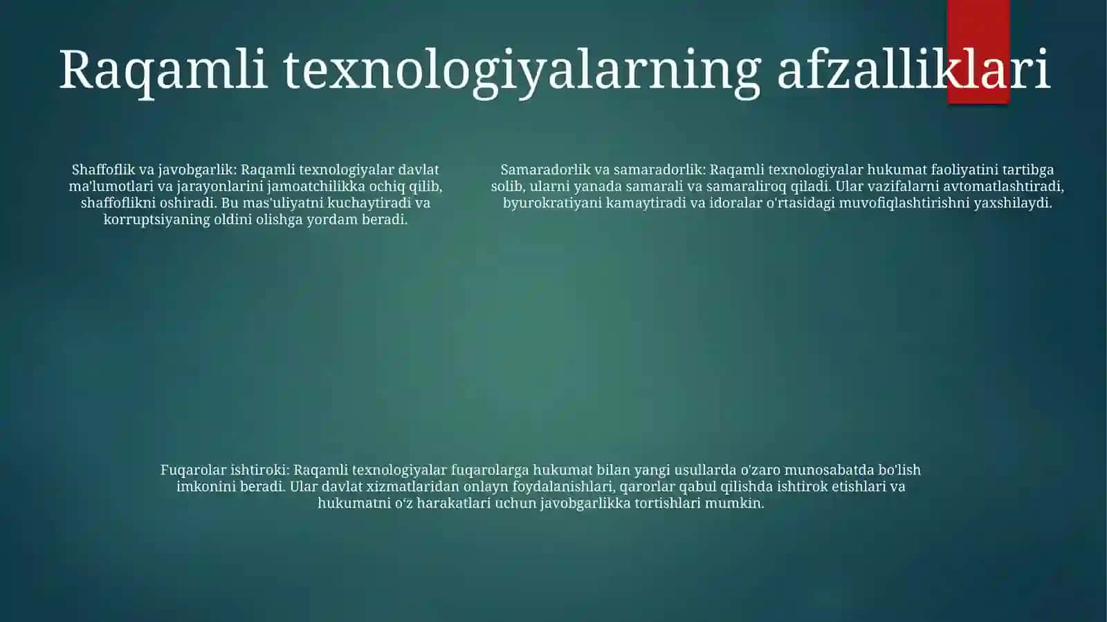 Davlat Boshqaruvida Rqamli Texnologiyalarini Rivojlantirish 4