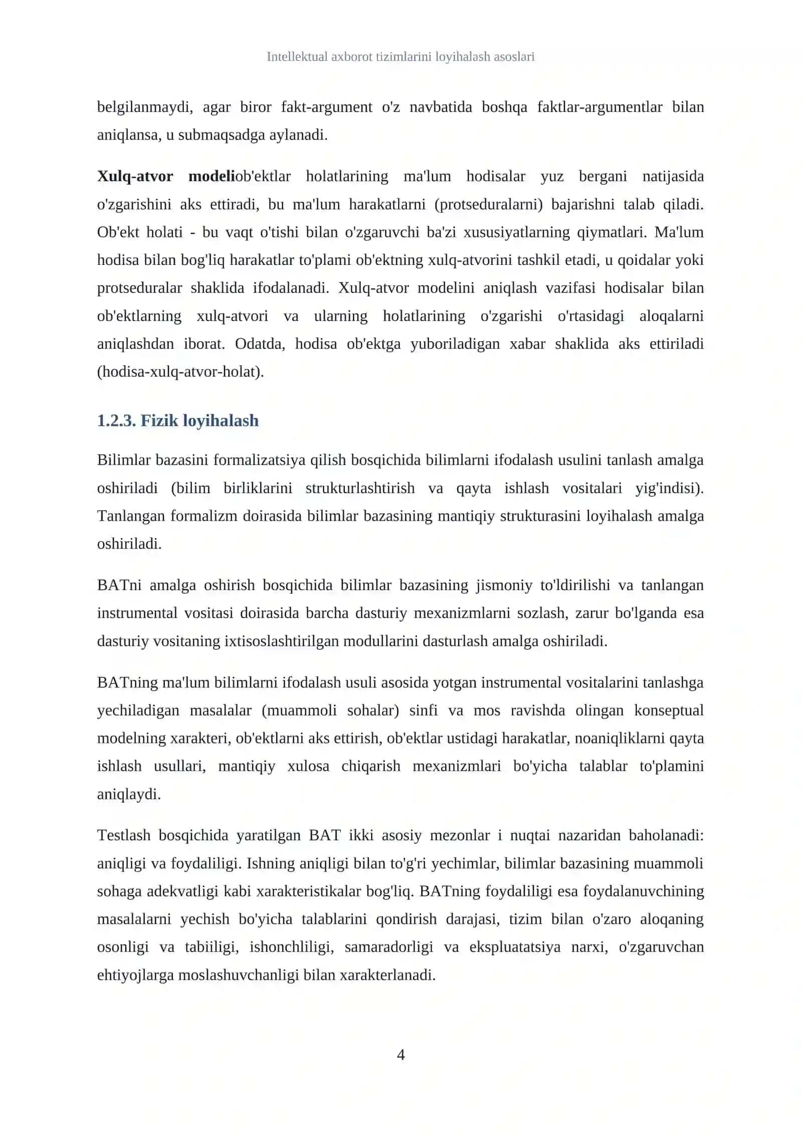 Intellektual axborot tizimlarini loyihalash asoslari 4