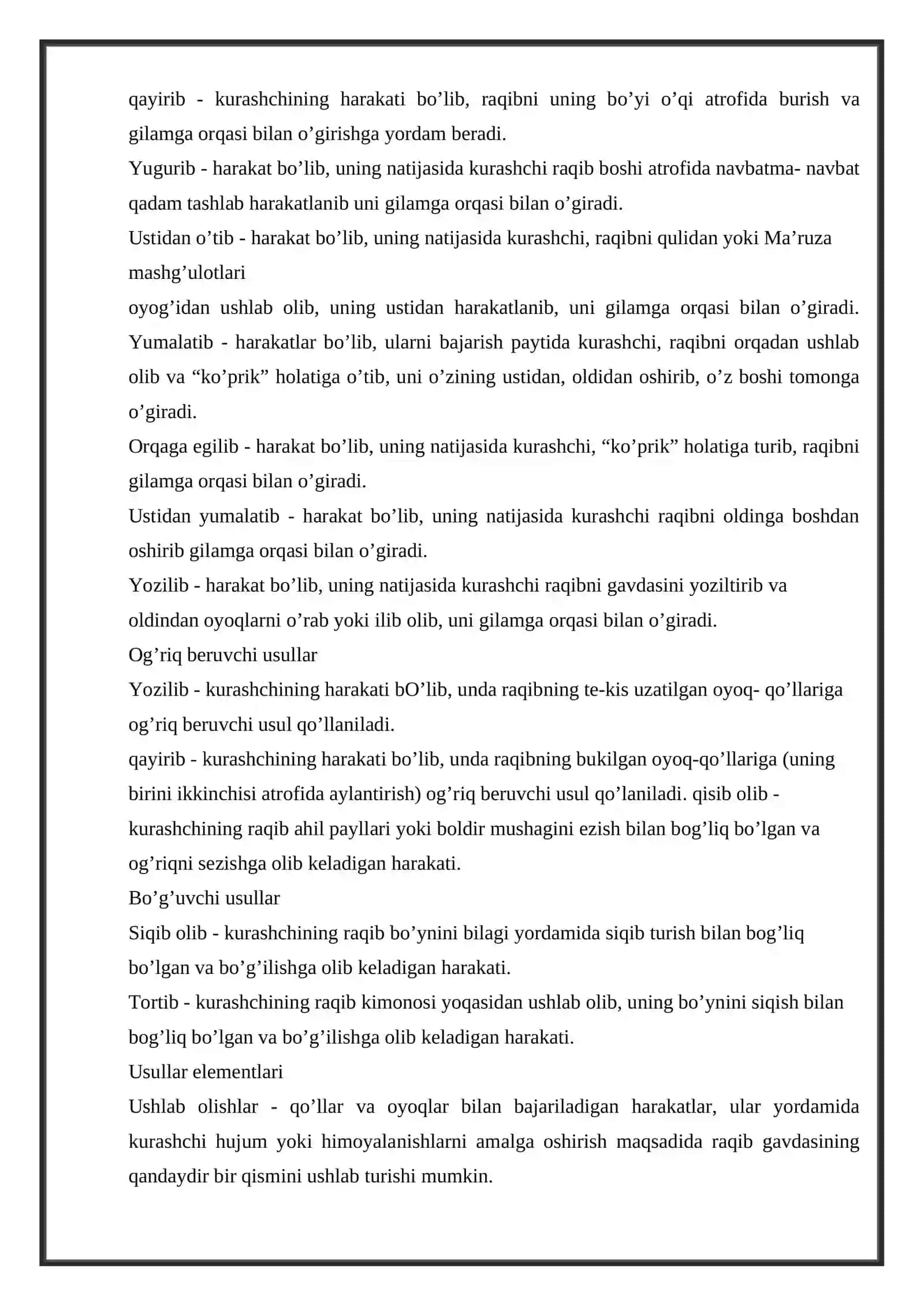 Kurash turlarining texnikasi taktikasini o‘rgatish va takomillashtirish 4