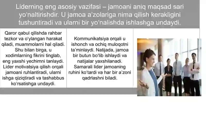 Tashkilotlarda liderlik  slayd 4