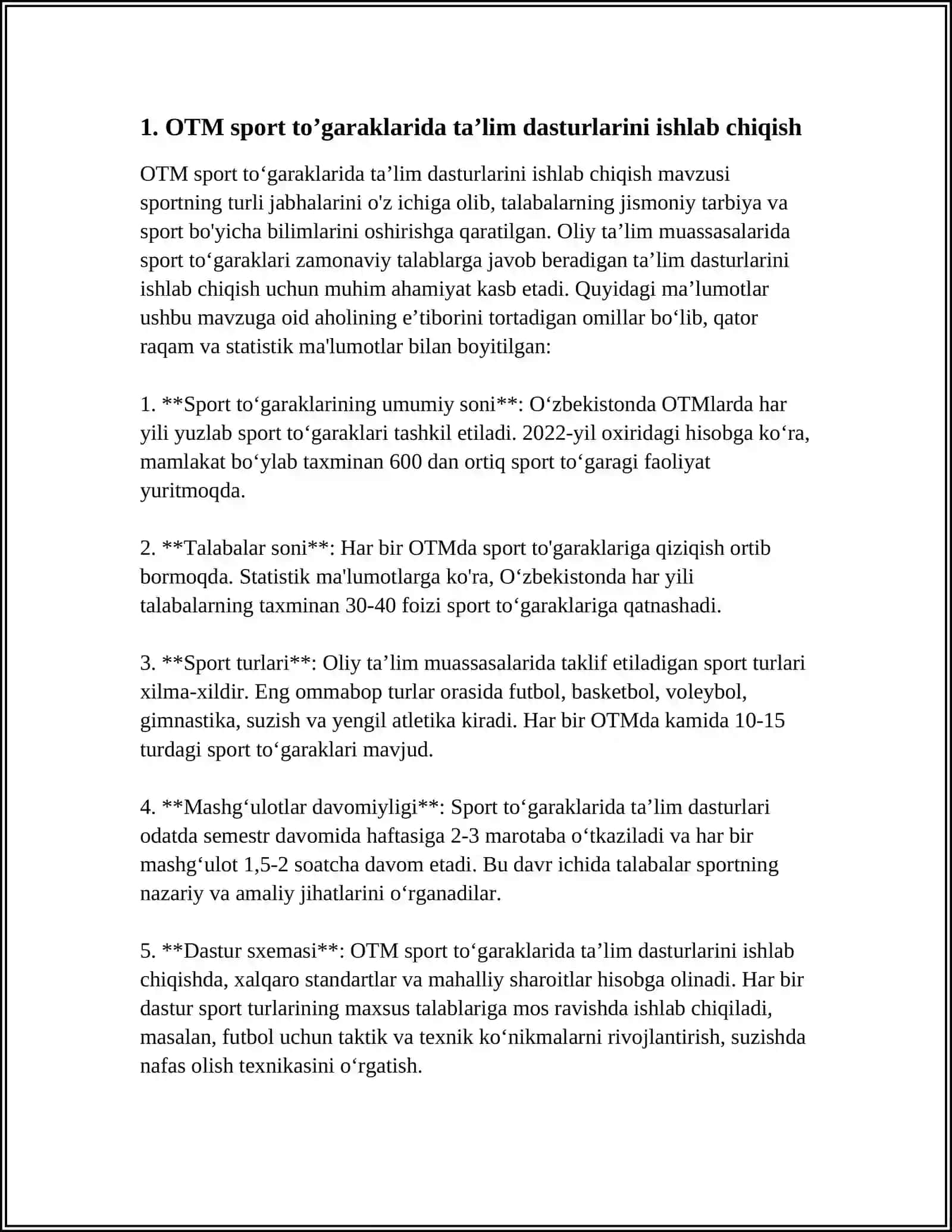 OTM SPORT TOGARAKLARIDAGI MASHG’ULOTLARNI TASHKILLASHTIRISH 4