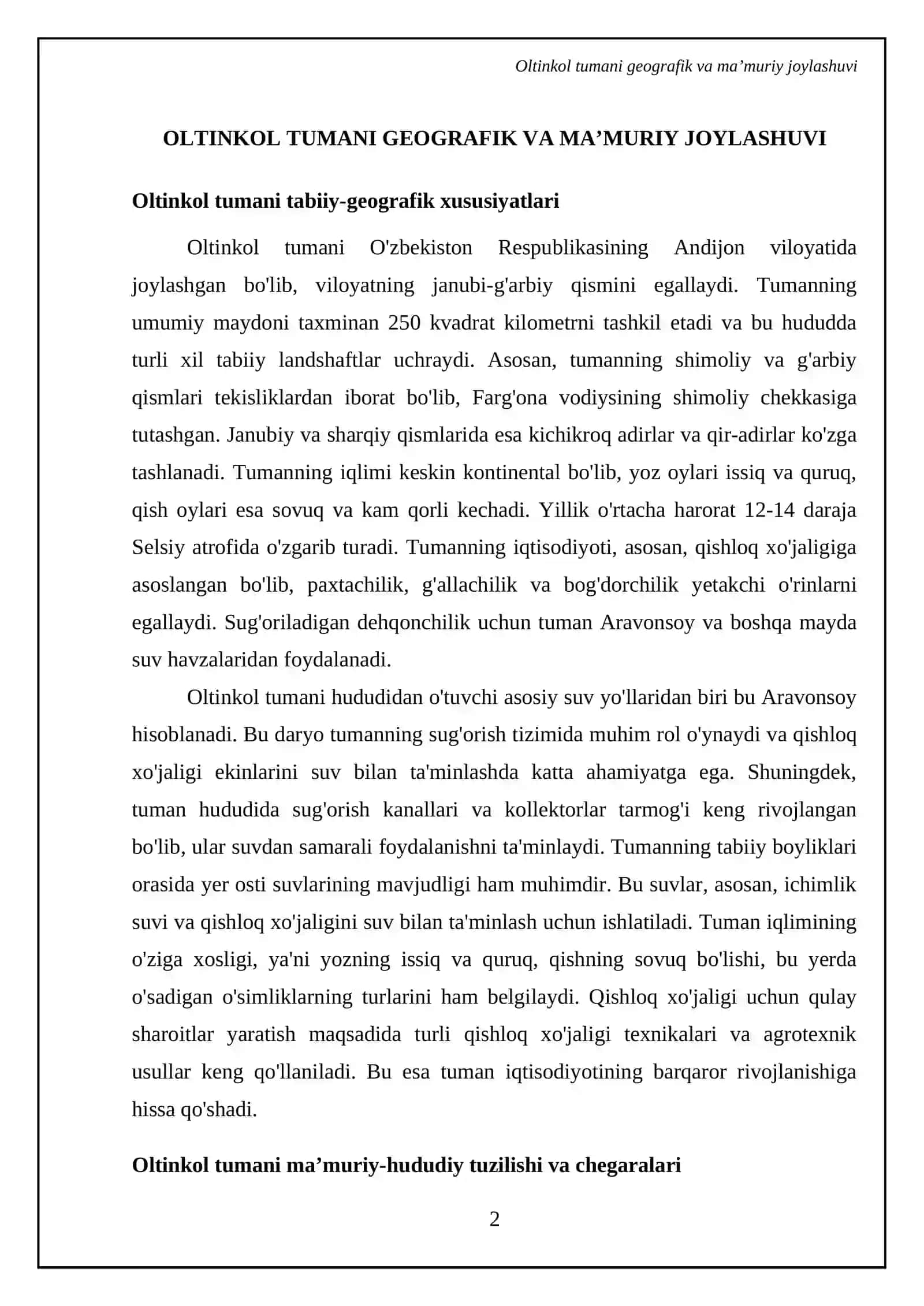 Atamalar tizimi Oltinkol tumani xaqida malumot 4