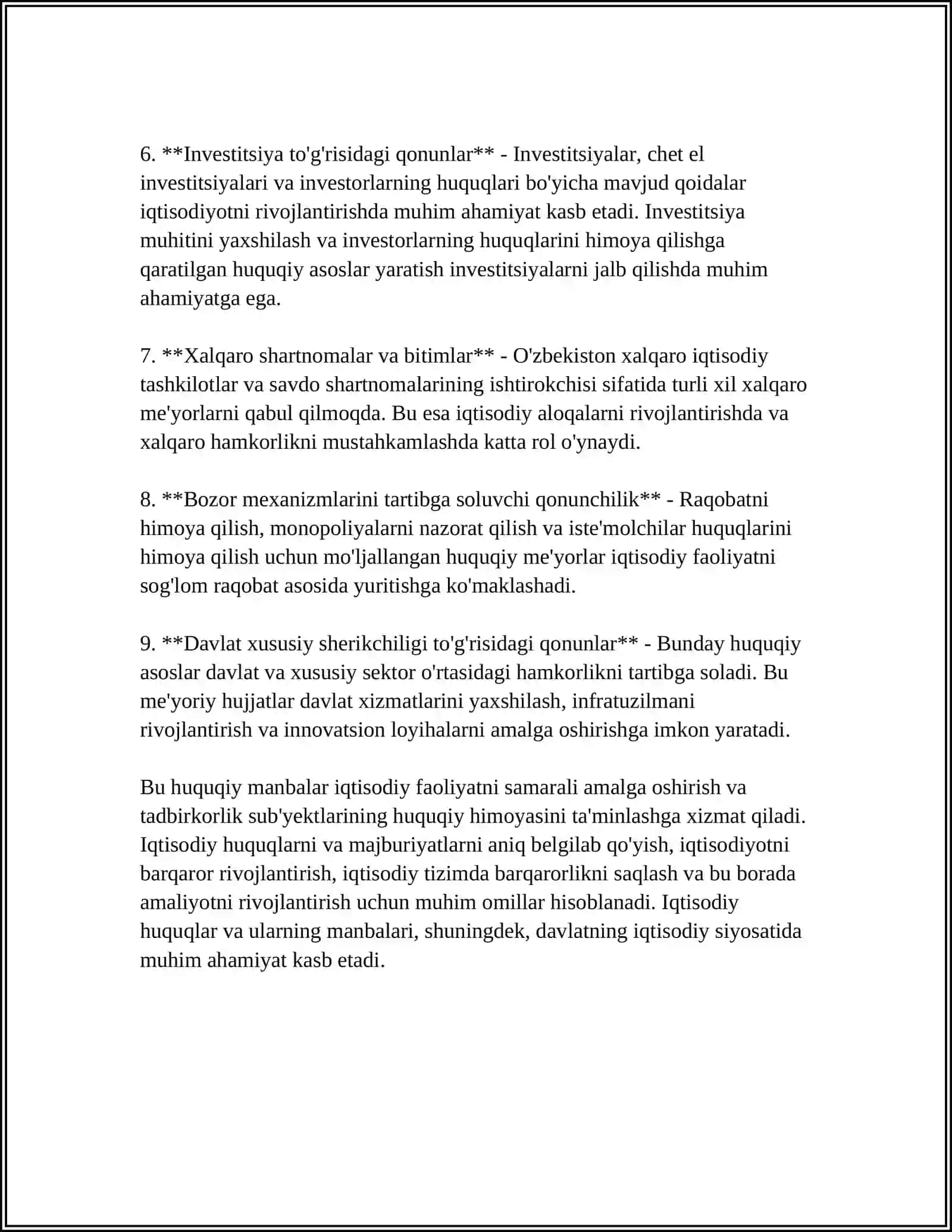 Iqtisodiy huquqlarning huquqiy manbalari 4