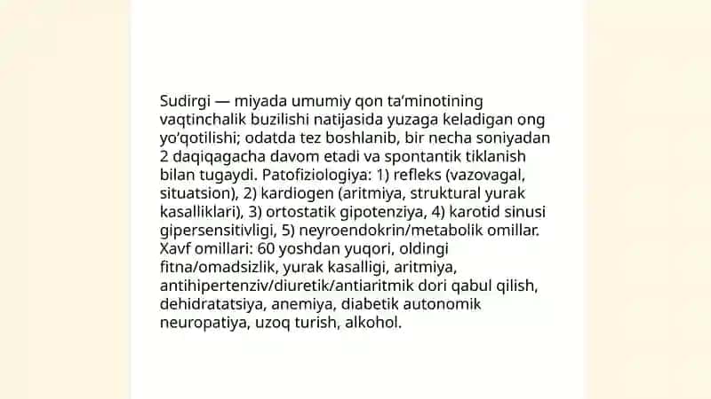 Sudirgi va sudirgi vaqtdagi tez tibbiy yordam. Davo choralari. 4