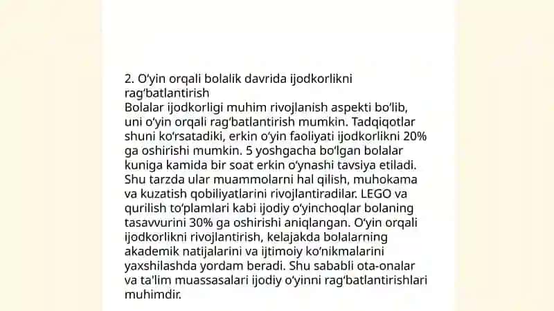 Ijodiy o'yinlar va ularning ahamiyati 4