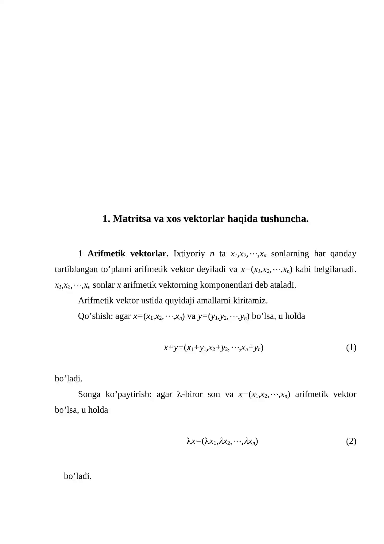 Matritsaning xos son va xos vektorlarini hisoblash 4