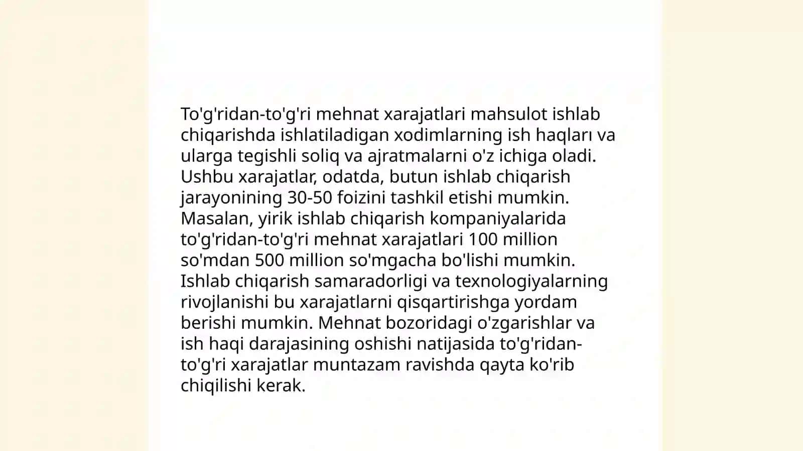 Ishlab chiqarish xarajatlari va foyda 4