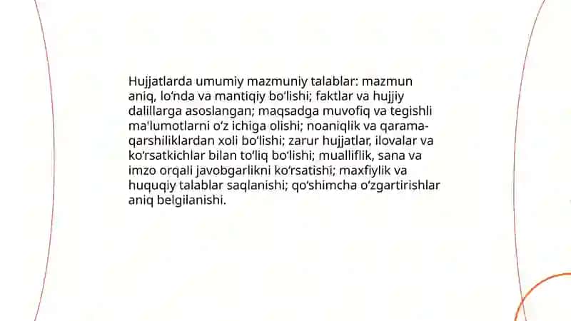 Ish hujjatlari va ularga qoyiladigan asosiy talablar 4