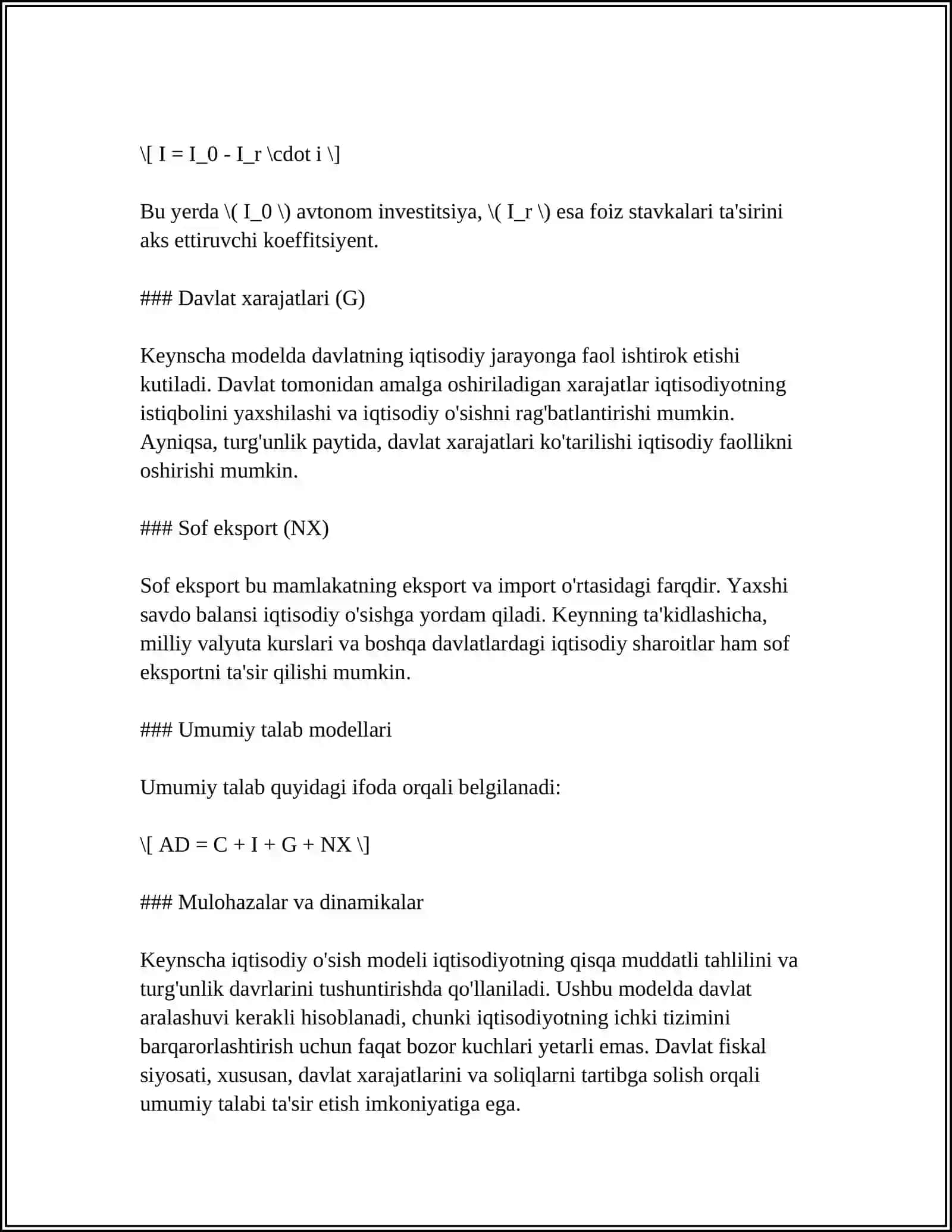 IQTISODIY O'SISHNING KEYNSCHA NEOKLASSIK MODELLARIGA QIYOSIY SHARH 4