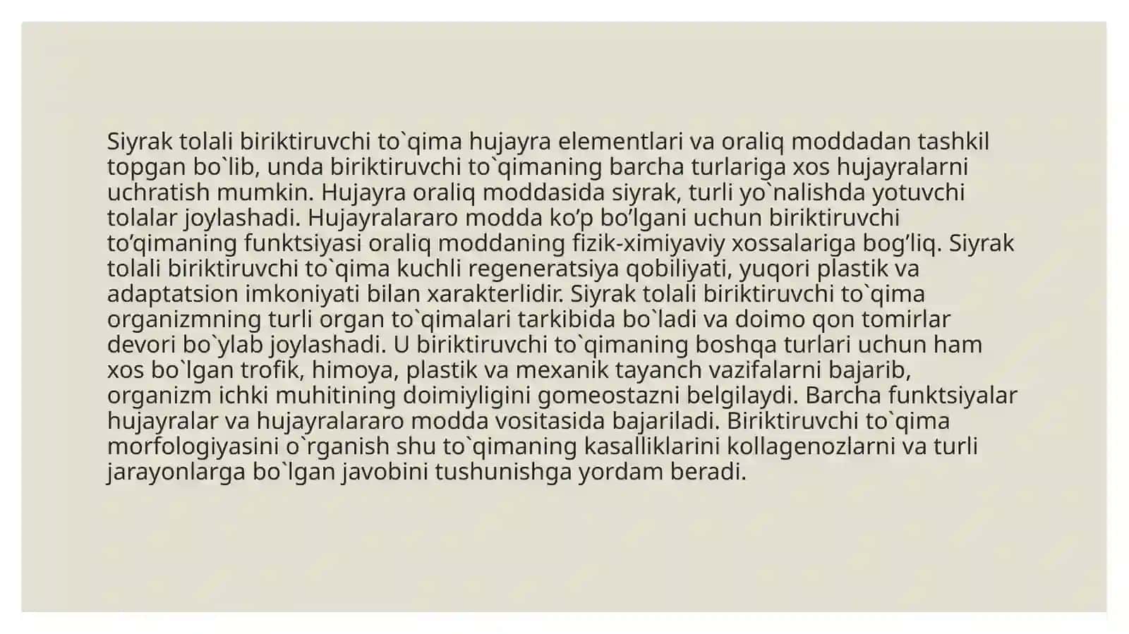 Qon va siyrak tolali biriktiruvchi toʻqimalarning oʻzaro munosabati 4