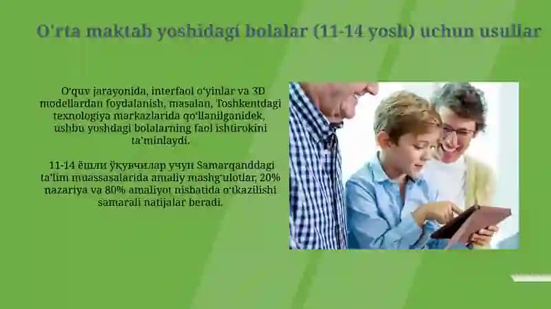 MTTning yosh guruhlarida applikatsiyaga o'rgatish metodlari 4