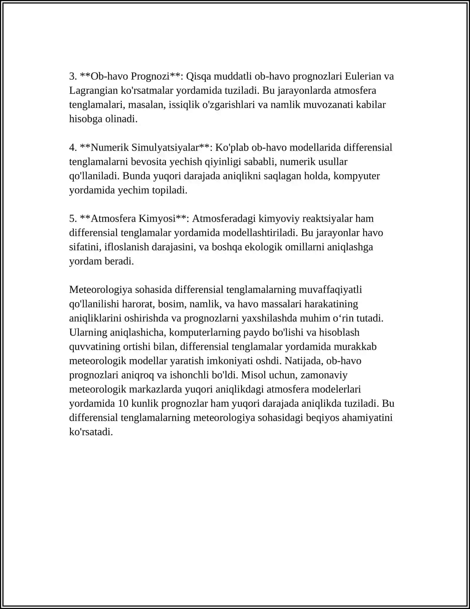 IQLIM VA OB-HAVONI MODELLASHTIRISHDA DIFFERENSIAL HISOB TATBIQLARI 4