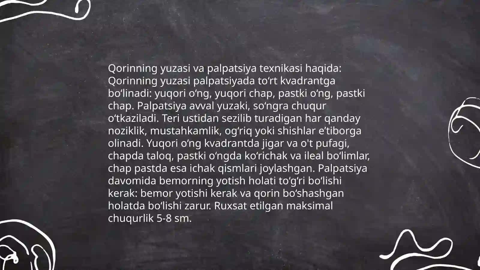 Qorinning yuza palpatsiyasi 4
