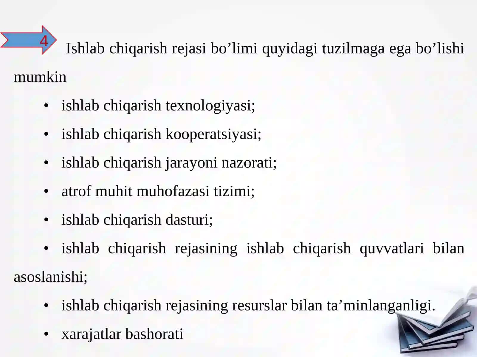 Ishlab chiqarish quvvatidan foydalanish ko'rsatkichlari 4