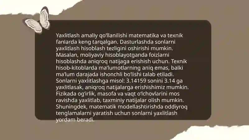 Sonlarni oʻnlar xonasigacha yaxlitlash 4