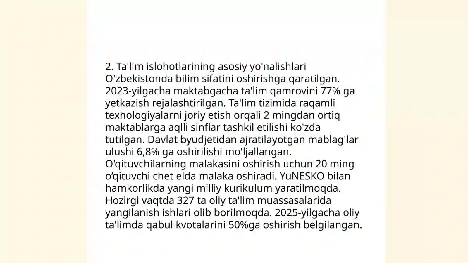 Yangi O'zbekiston taraqqiyot strategiyasida ta'lim islohotlari fanining predmeti, maqsadi va vazifalari 4