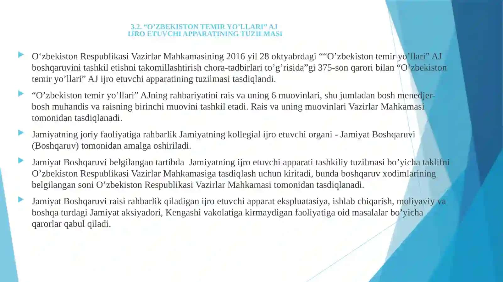 O'zbekiston Temir Yo'llari AJ Boshqaruv Tuzilmasi 4