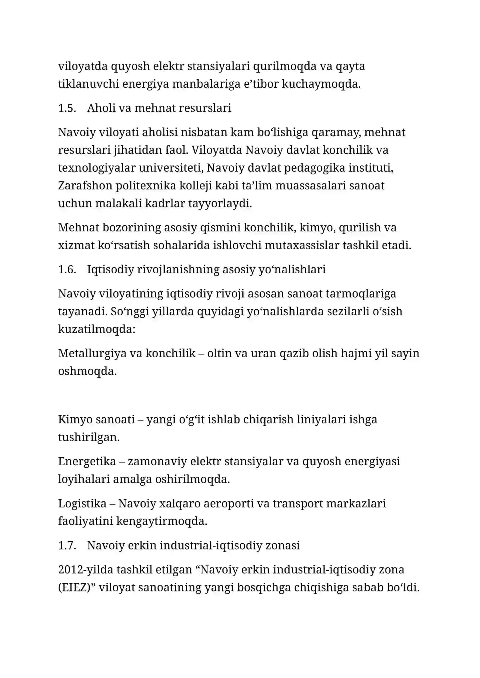NAVOIY VILOYATINING SANOAT SALOHIYATI VA IQTISODIY-GEOGRAFIK TAVSIFI 4