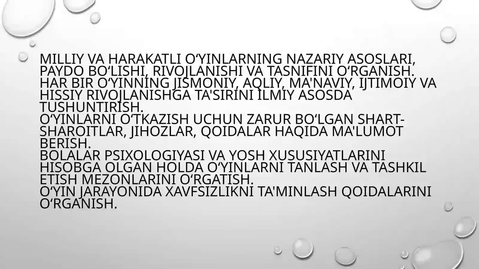 Milliy va harakatli oyinlar va uni o’qitish metodikasi fanining maqsadi hamda vazifalari 4