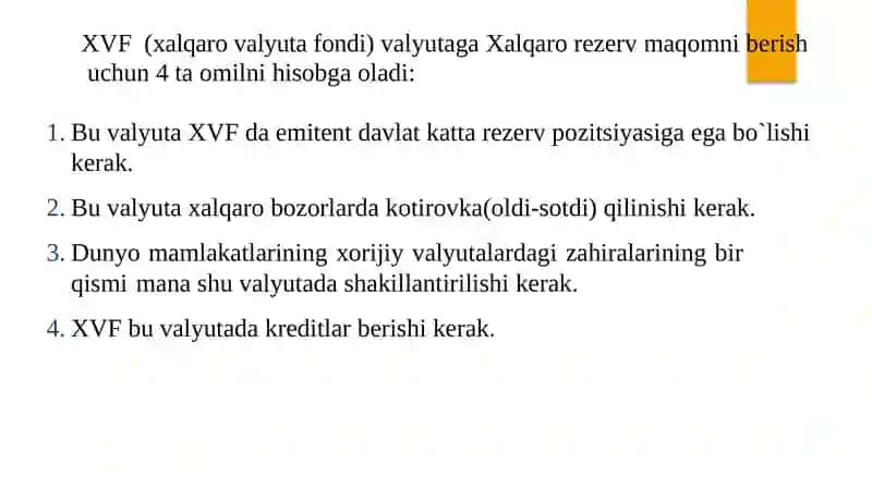 VALYUTA TIZIMI VA UNING ASOSIY ELEMENTLARI 4
