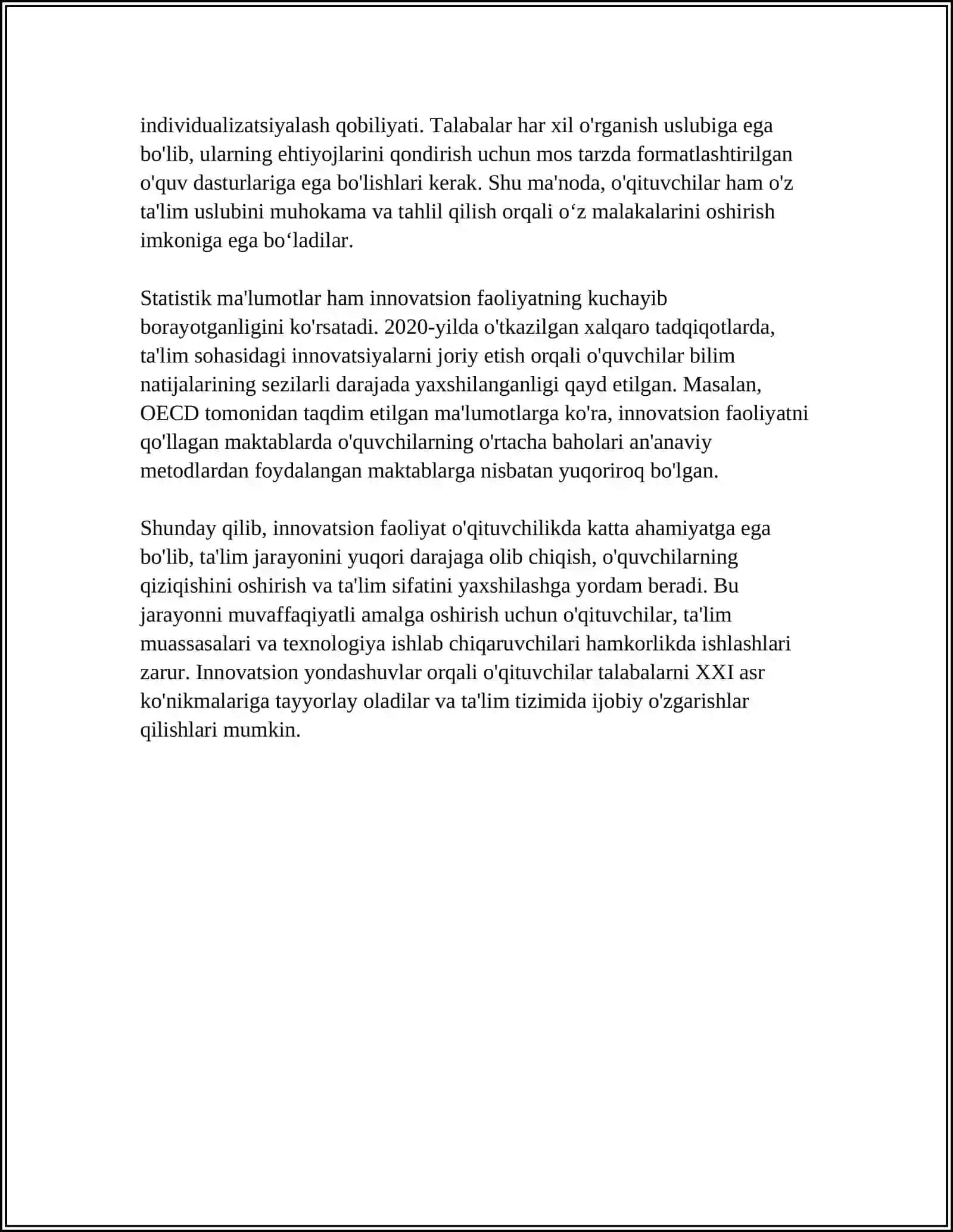 O’QITUVCHINING INNOVATSION FAOLIYATINI SHAKILLANTIRISH SHARTLARI 4
