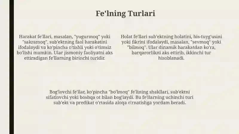 Morfologiya. Soz turkumlari. Fel soz turkumu 4